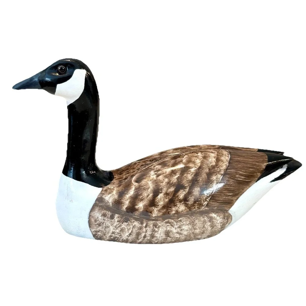 Vintage Handcrafted Carved Wooden Duck Decoy Hand Painted E C Gibbs Art Decor
